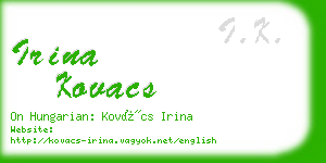 irina kovacs business card